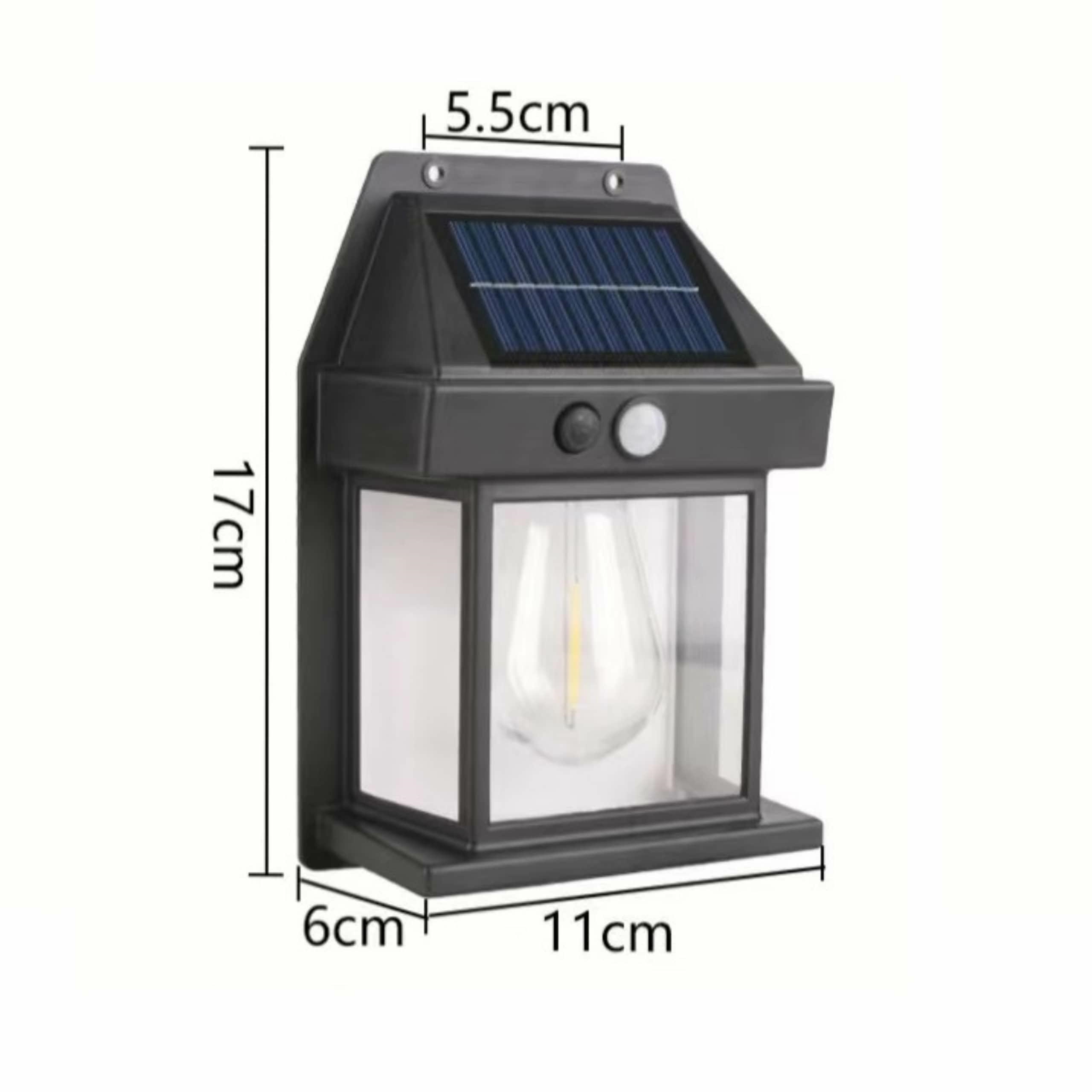 Solar Powered LED Wall Light with Motion Sensor, Black