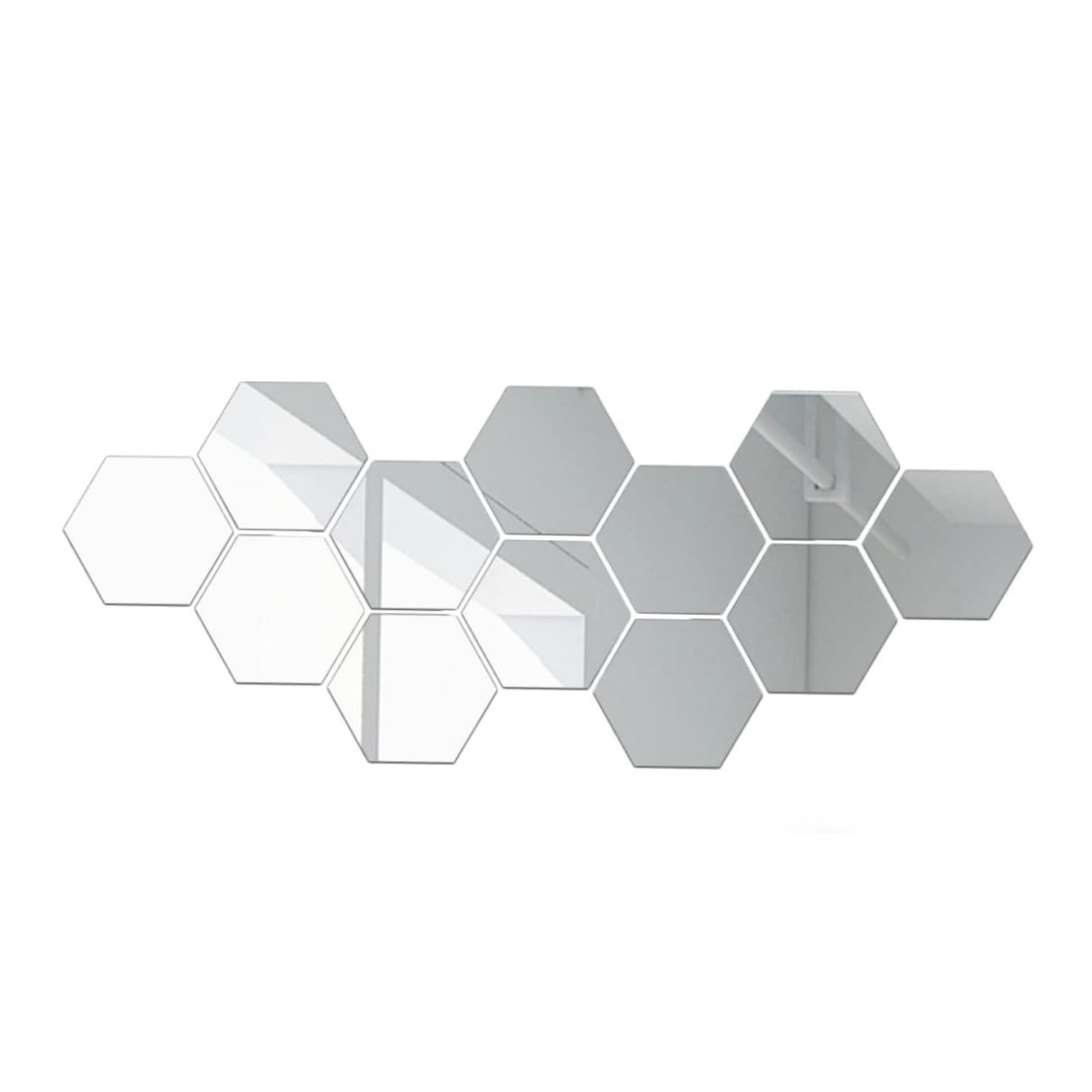 Hexagon Mirror Wall Stickers 12x11 cm, 12 Pcs