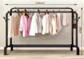 Double Garment Rack for Clothes Storage, Black