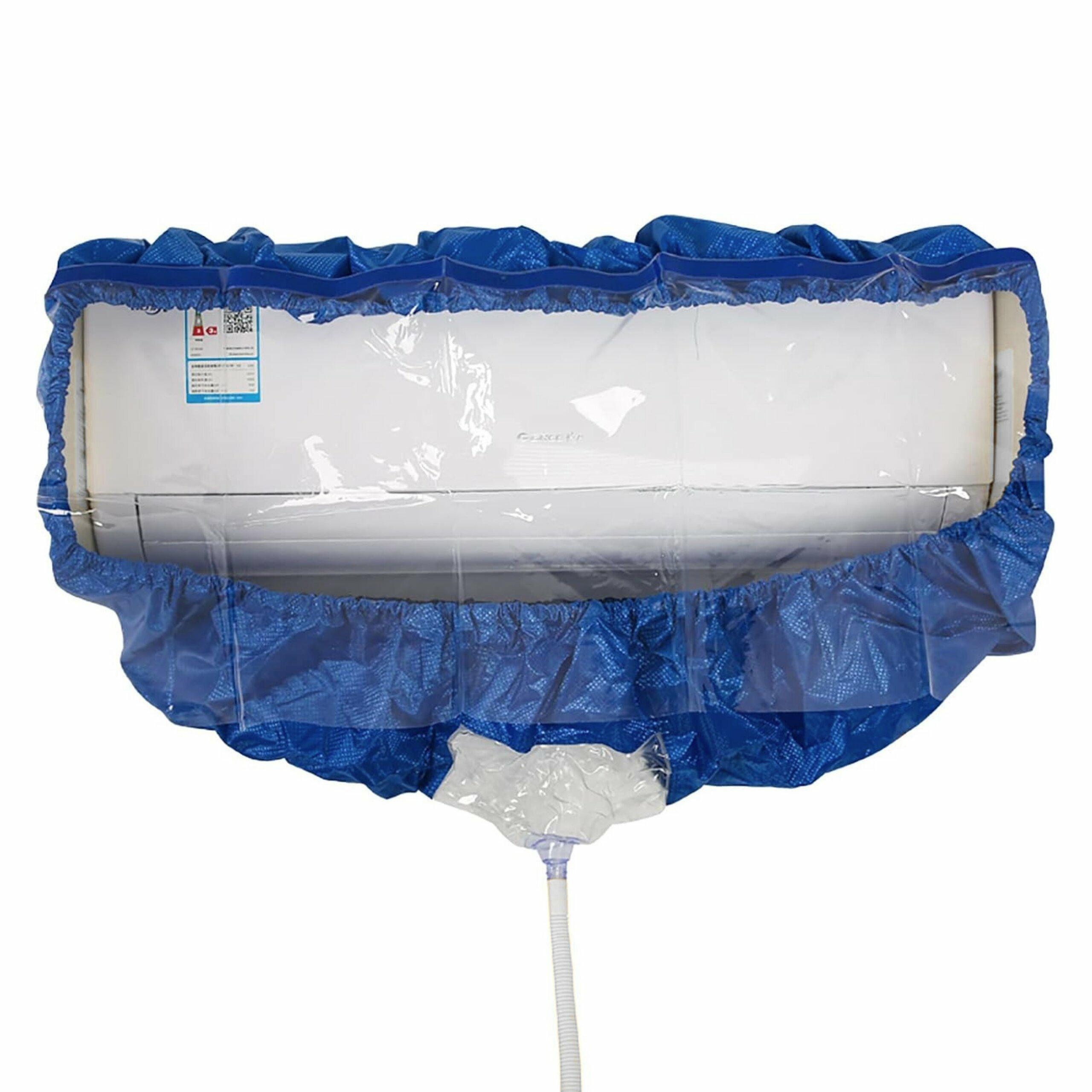 Split Air Conditioner Cleaning Cover with Drain Pipe Size L, Blue
