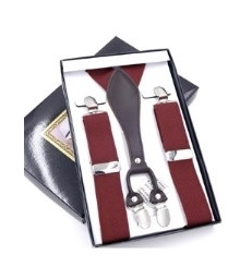 Premium Trouser Suspenders with 4 Clips 35mm, Burgundy