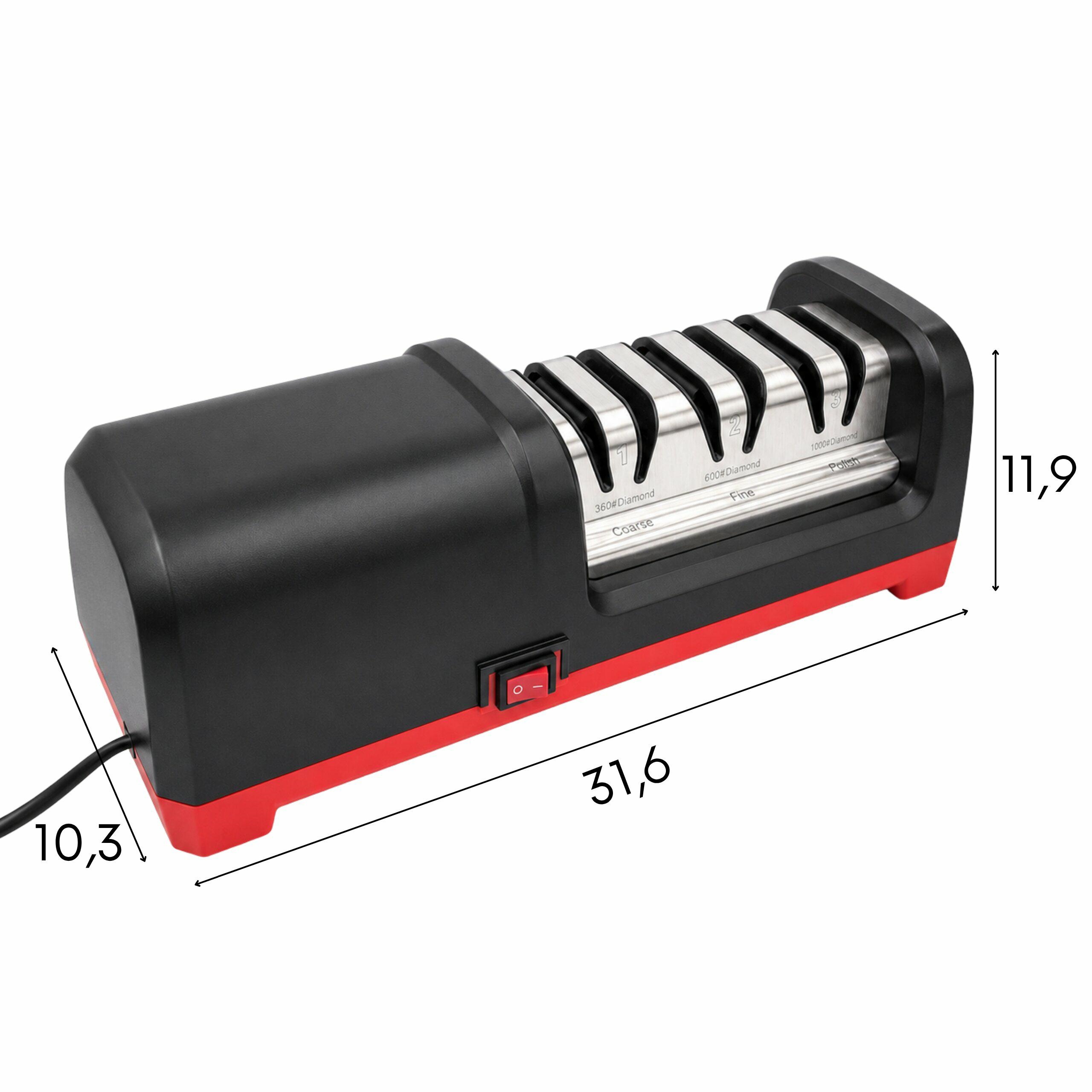 Electric Diamond Knife Sharpener, Black/Red