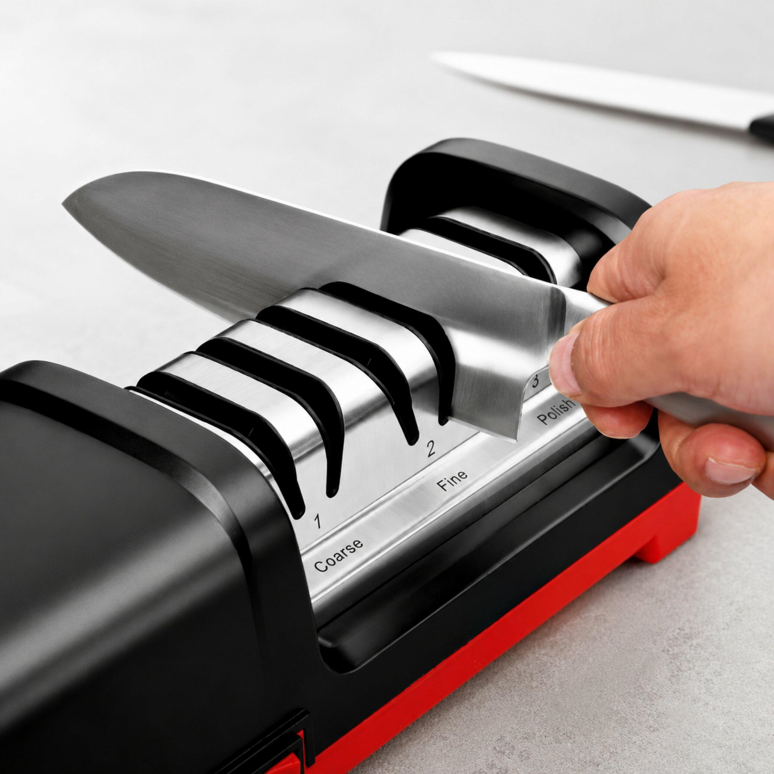Electric Diamond Knife Sharpener, Black/Red