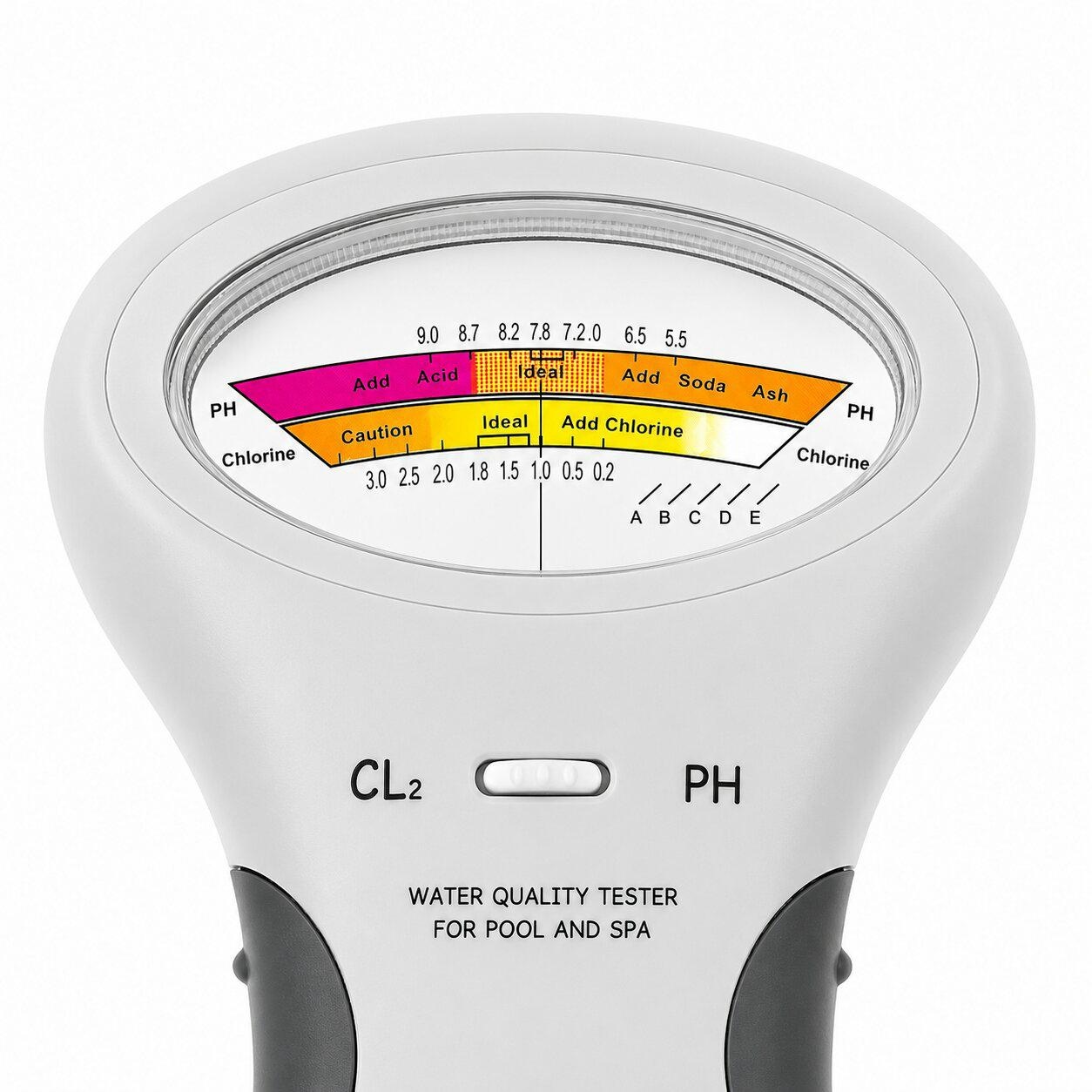Pool pH and Chlorine Meter + 3-in-1 Test Strips
