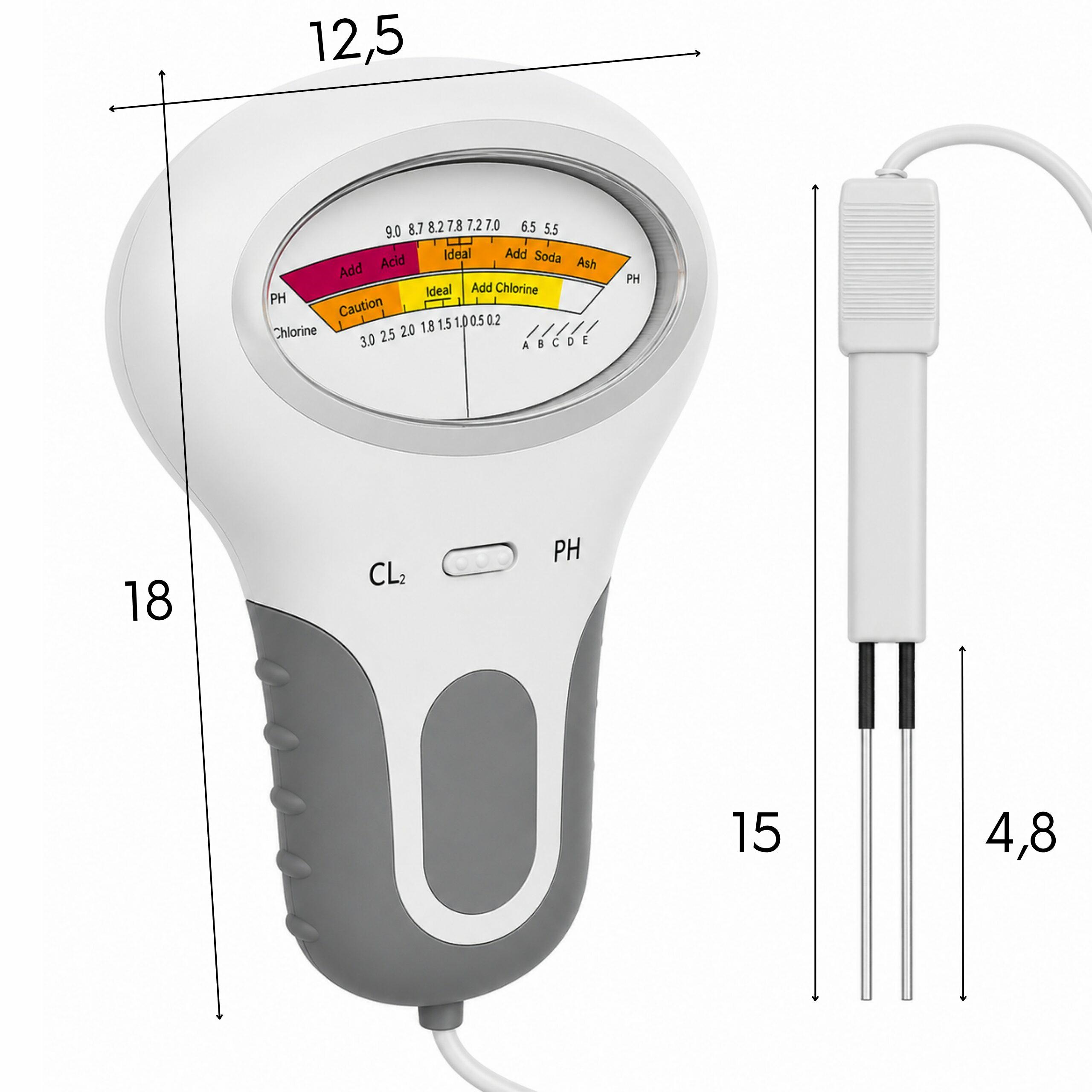 Pool pH and Chlorine Meter + 3-in-1 Test Strips