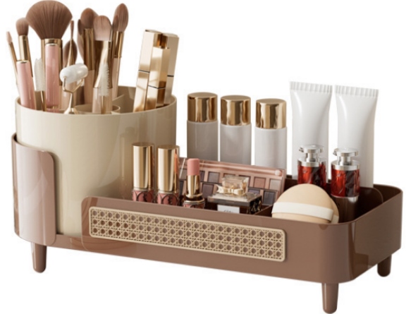 Rotating Organizer for Cosmetics and Brushes