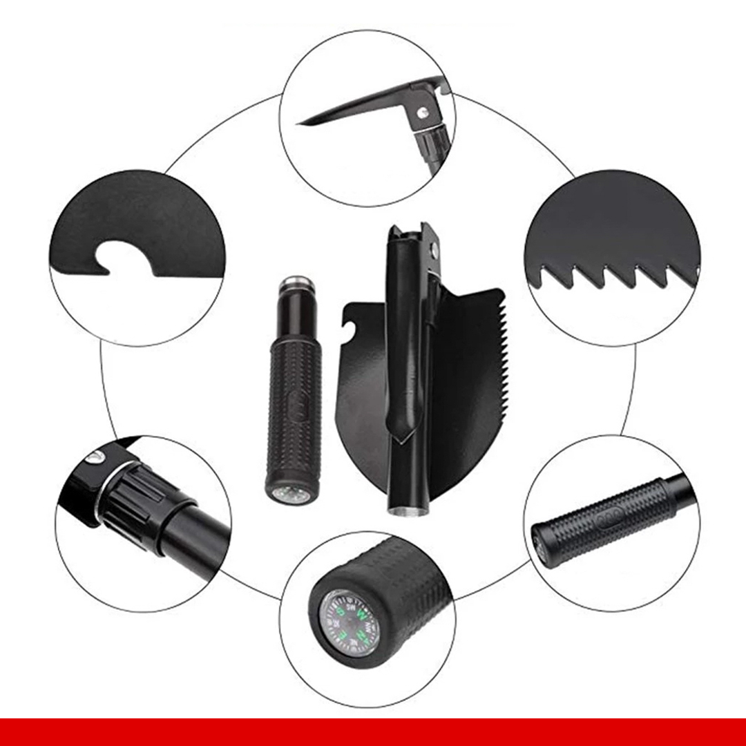 Multifunctional Folding Sapper Shovel 6in1 Survival Knife Screwdriver Glass Breaker