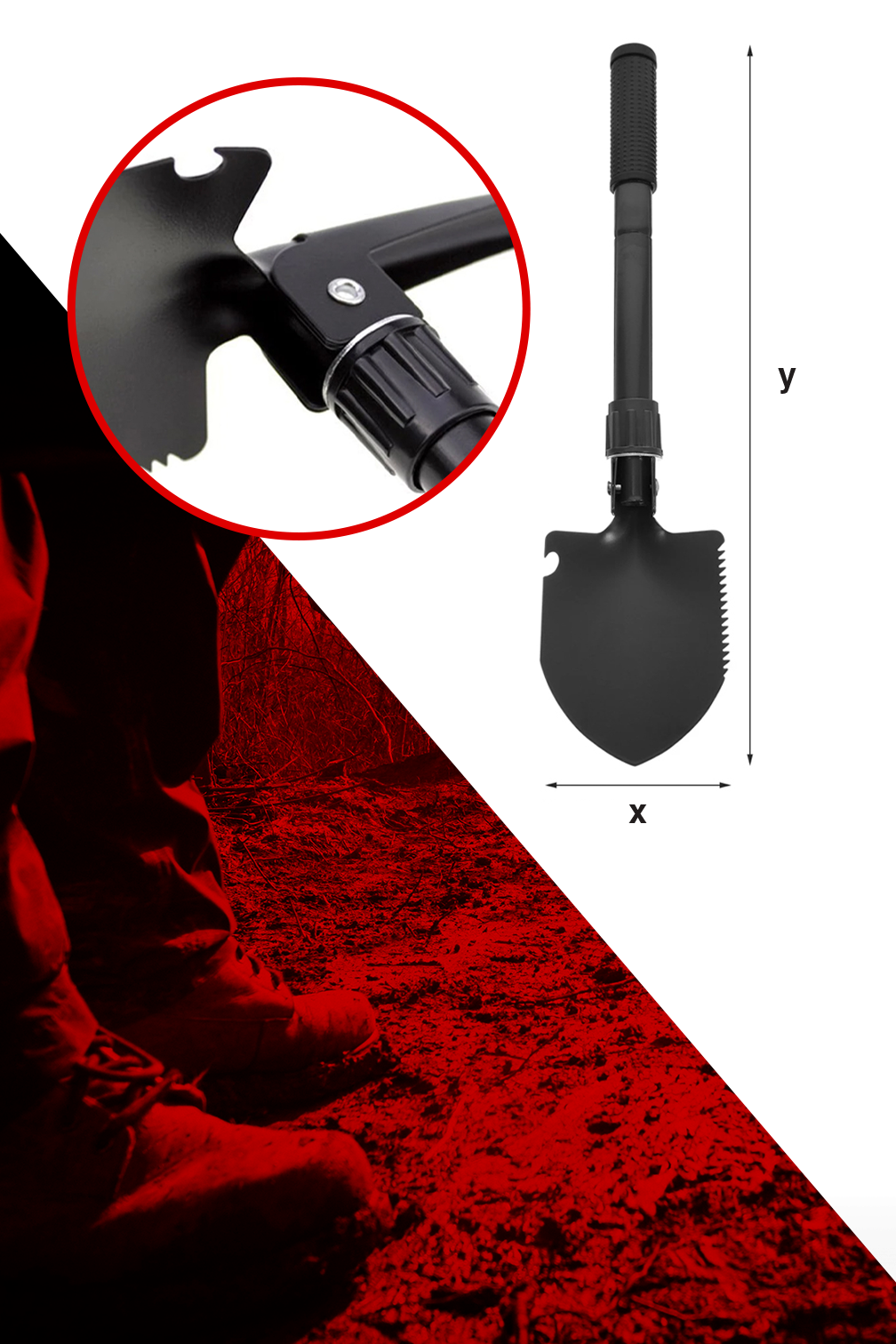 Multifunkcionāla Saliekama Izdzīvošanas Sapiera Lāpsta Nazis Skruvgriezis 6in1 | Multifunctional Folding Sapper...