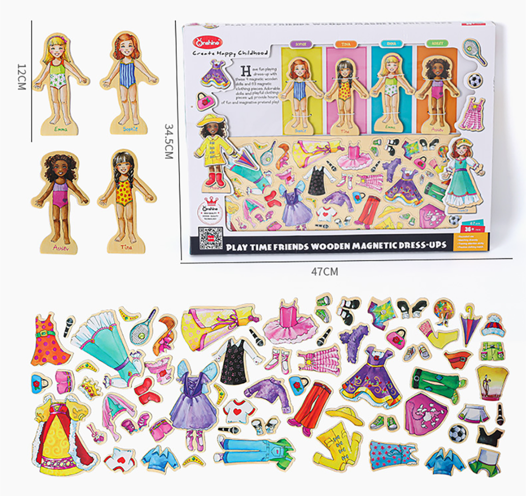 Onshine Wooden Magnetic Dress-Up Dolls Fashion Playset