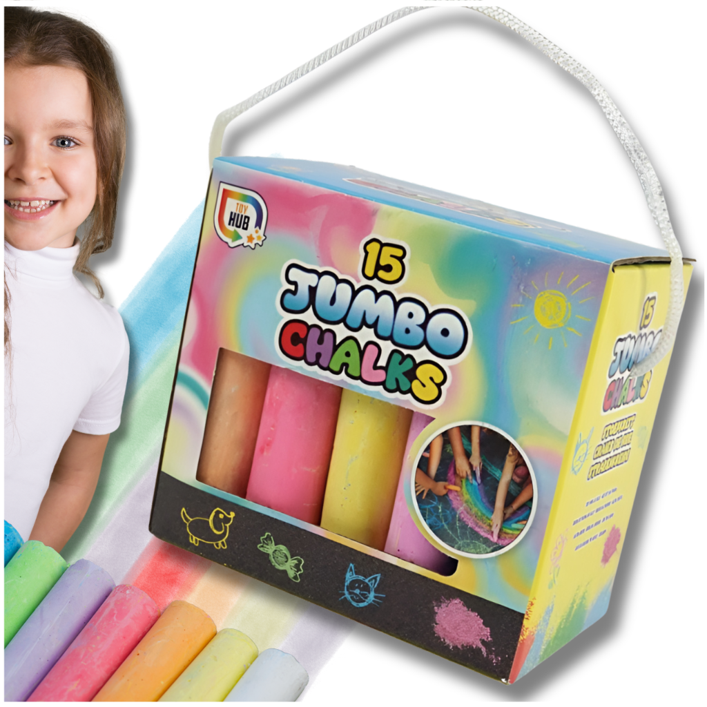 Jumbo Sidewalk Chalk 15-Piece Set in a Box with Carry Handle