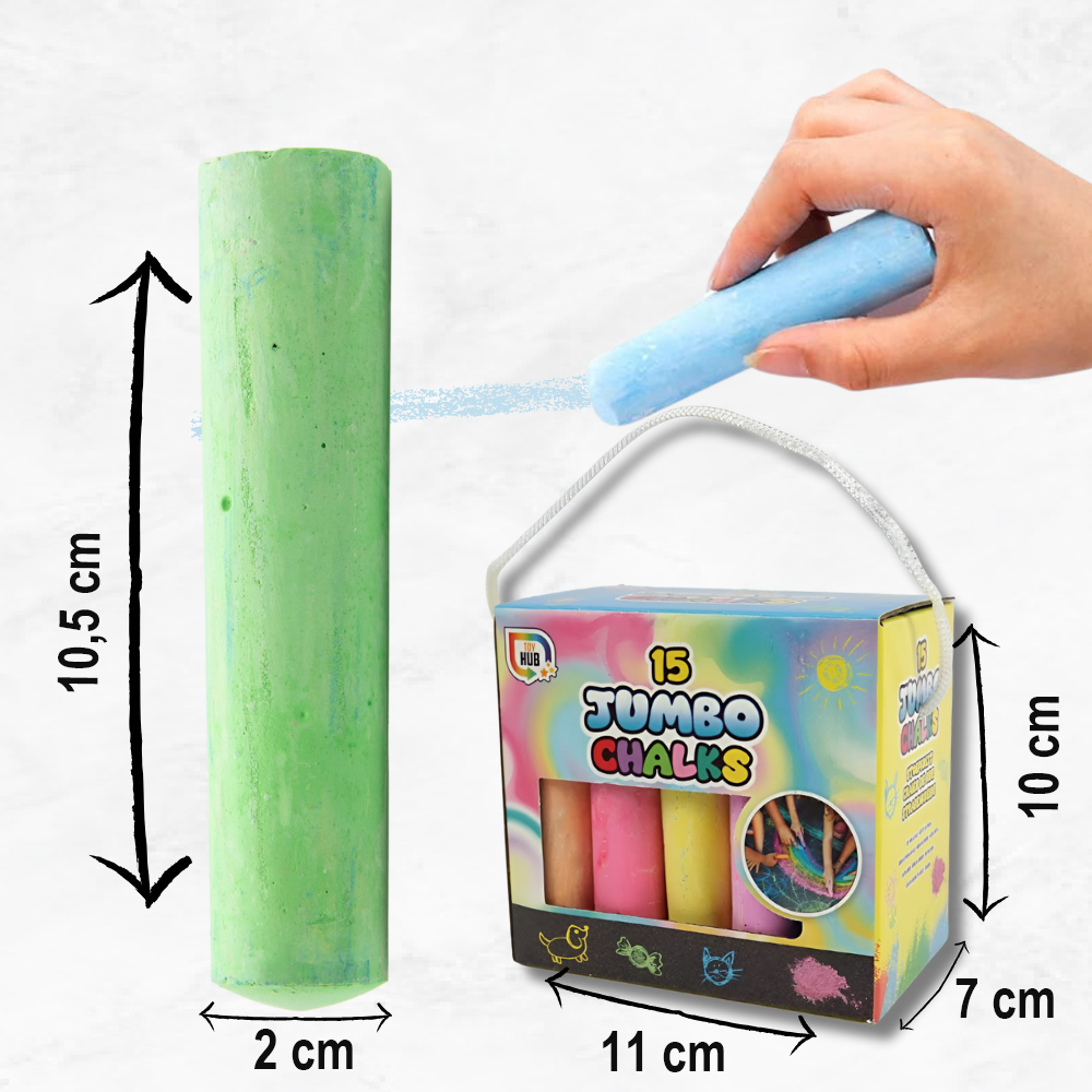 Bakalu Jumbo Sidewalk Chalk, 15 Pcs