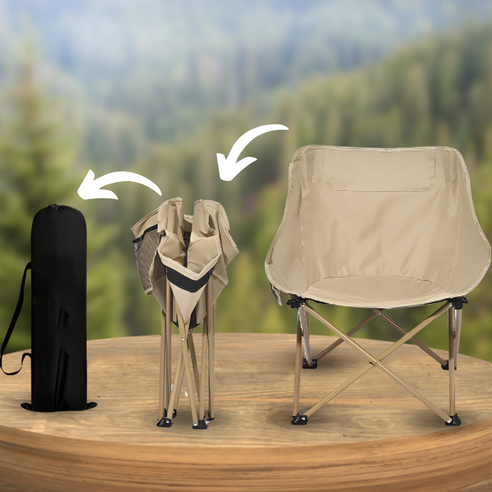 Folding Fishing Tourist Camping Chair Strong With Backrest And Pocket Cover