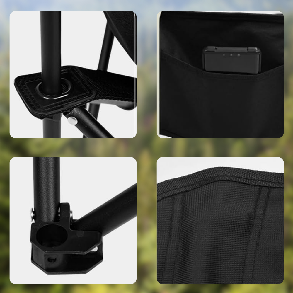 Folding Fishing Tourist Camping Chair Strong With Backrest And Pocket Cover
