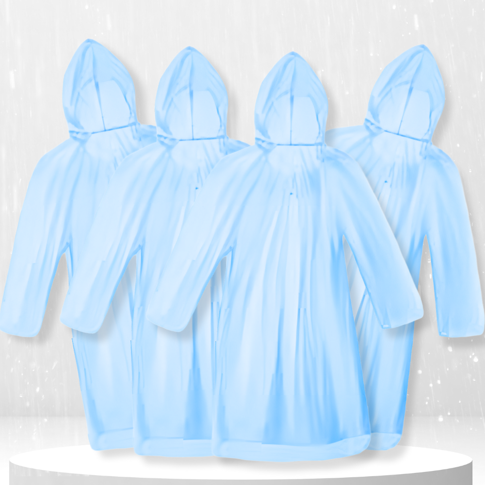 Raincoat Rain Cloak In Ball With Carabiner Set of 4 Pcs