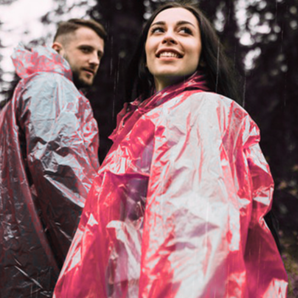 Raincoat Rain Cloak In Ball With Carabiner Set of 3 Pcs