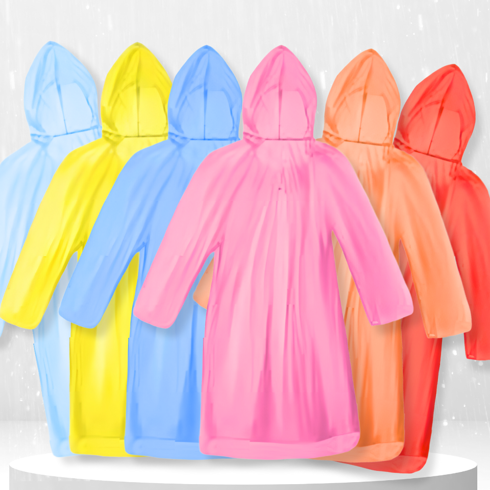 Raincoat Rain Cloak In Ball With Carabiner Set of 6 Pcs