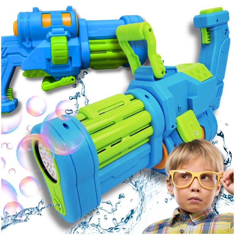 Electric 2-in-1 Automatic Water and Bubble Bazooka Gun, Blue Green