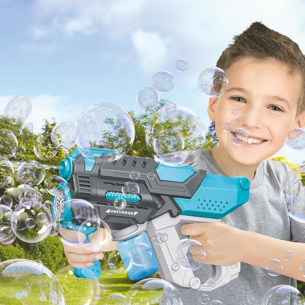 Bakalu 2-in-1 Electric Bubble and Water Gun, Blue/Grey