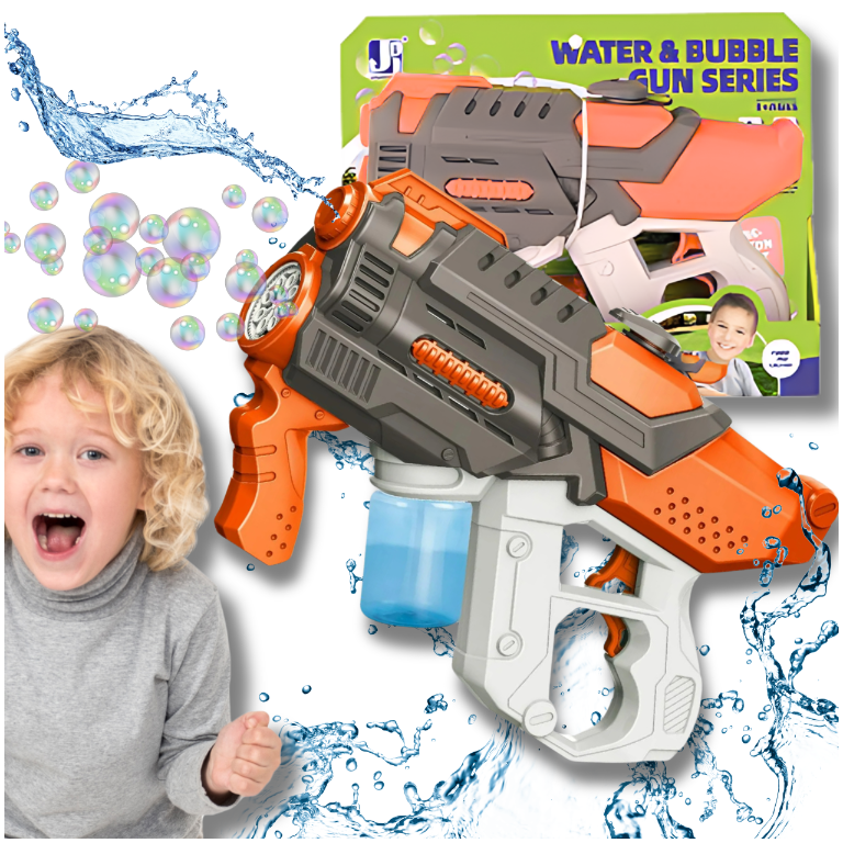 Electric 2-in-1 Water Blaster and Bubble Gun, Orange and Grey