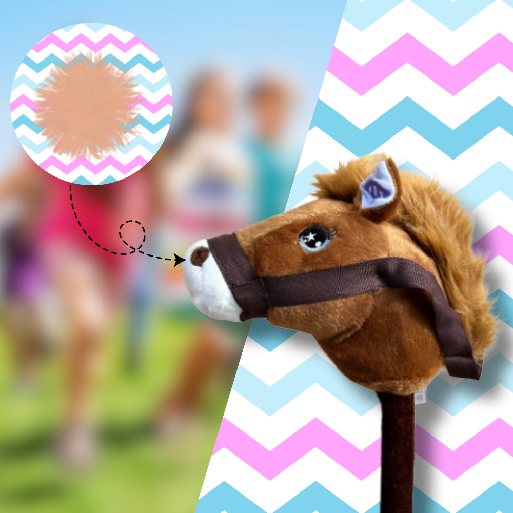Kids Toy Plush Horse Head on Stick Hobby Horse with Sound, Dark Brown