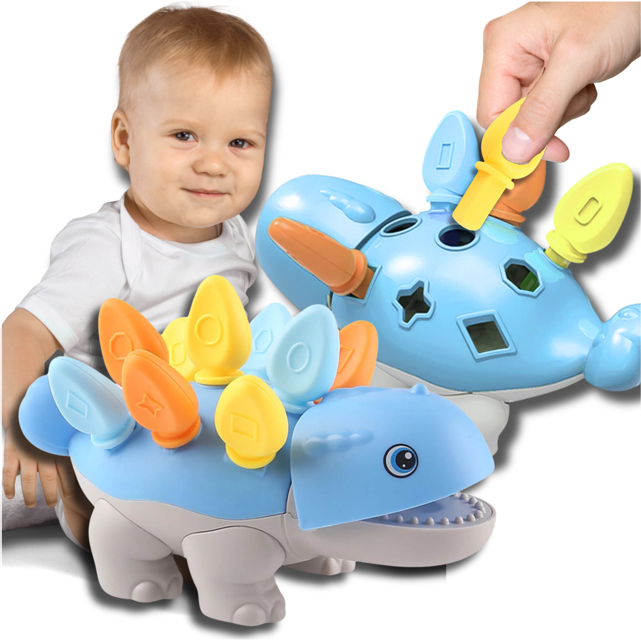 Mozaīka Saskaņot formas Montessori Formas Dinozauru šķirotājs Zils