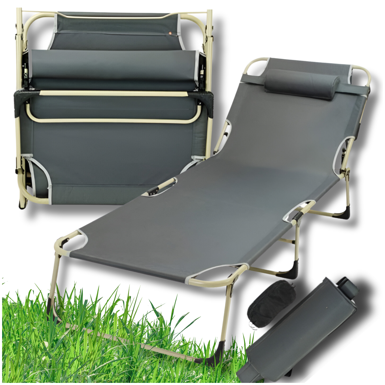 Folding Sun Lounger Adjustable Recliner for Garden Patio and Beach