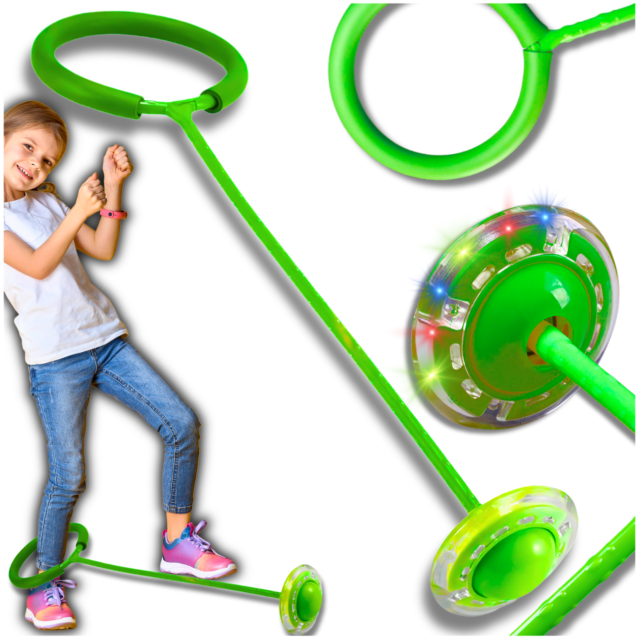Skipper Leg Hula Hop Skipping Soft Rubber with Led Green