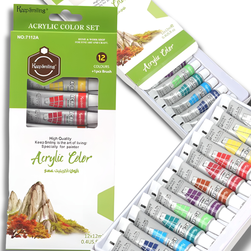 Acrylic Paint Set in Tubes, 12 Pcs, 6ml