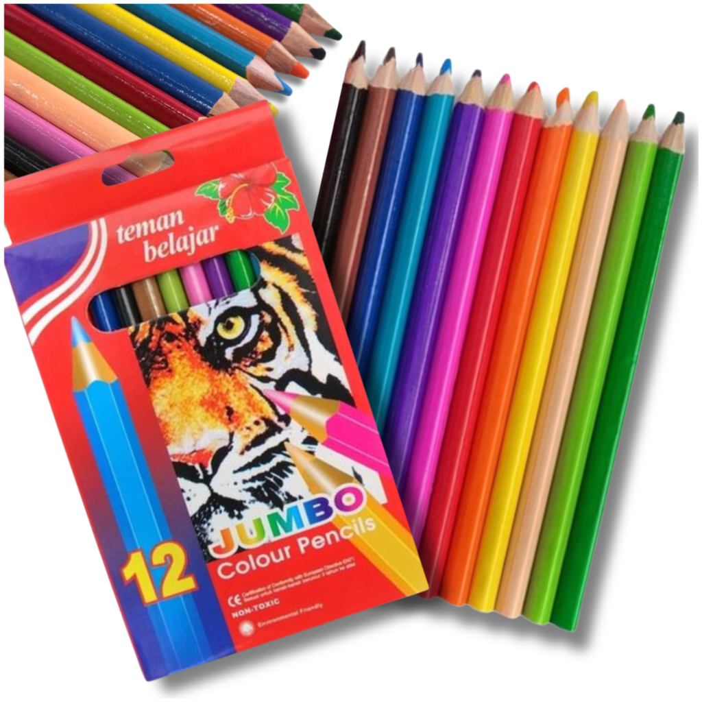 Thick Jumbo Colored Pencils for Kids, 12-Color Set