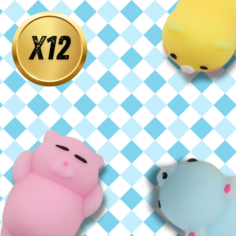 Bakalu Mochi Squishy Anti-Stress Toy Set, 12 Pcs