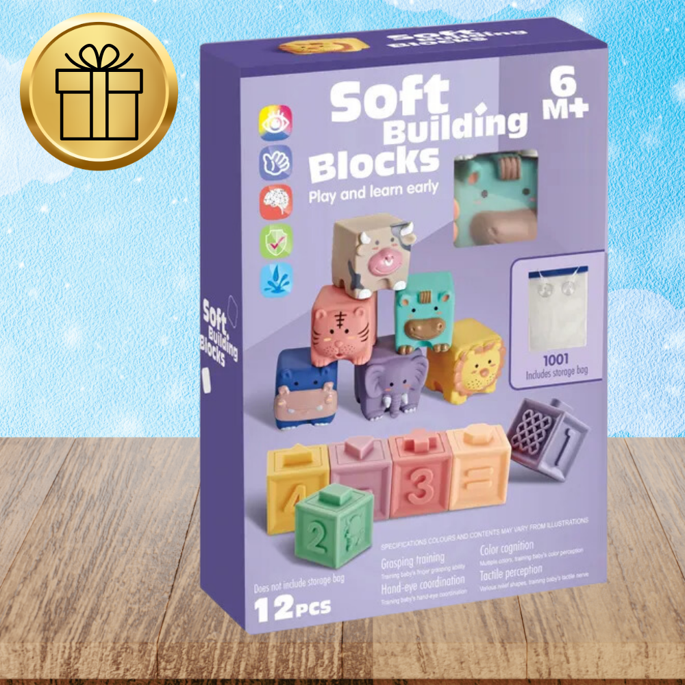 Soft Sensory Blocks and Teethers for Babies 12 Pcs KZ1182