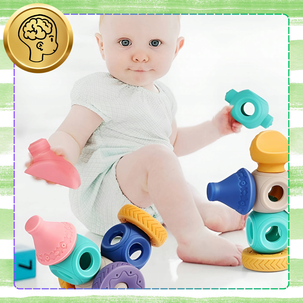 Bakalu Soft Sensory Blocks and Teether Set for Babies, 13 pcs.