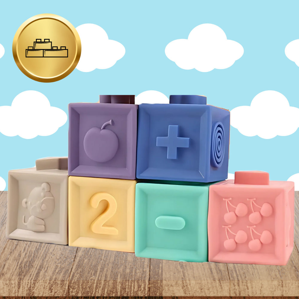 Soft Sensory Blocks for Babies Teether, Set of 13 Elements
