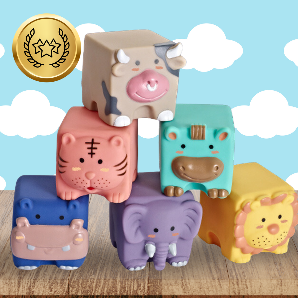 Soft Sensory Blocks for Babies Teether, Set of 13 Elements