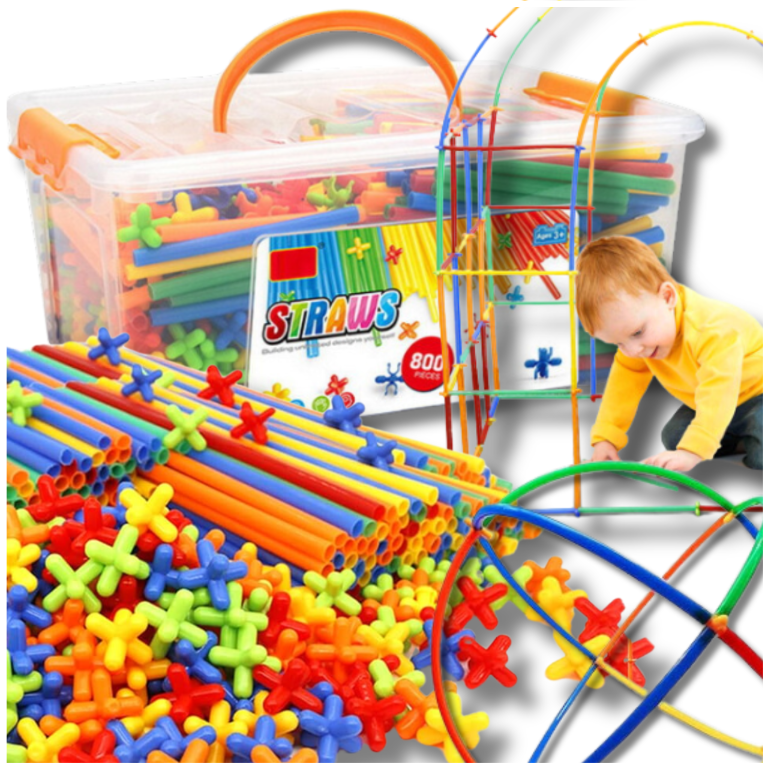 Creative Straws Constructor Set for Kids, 800-Piece Building Toy
