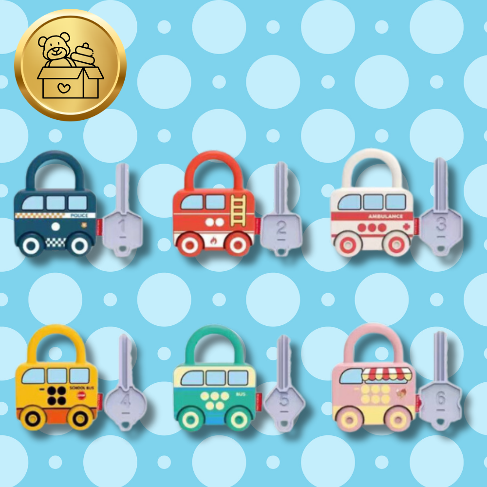 Educational Car Lock and Key Puzzle Montessori Sensory Toy for Toddlers