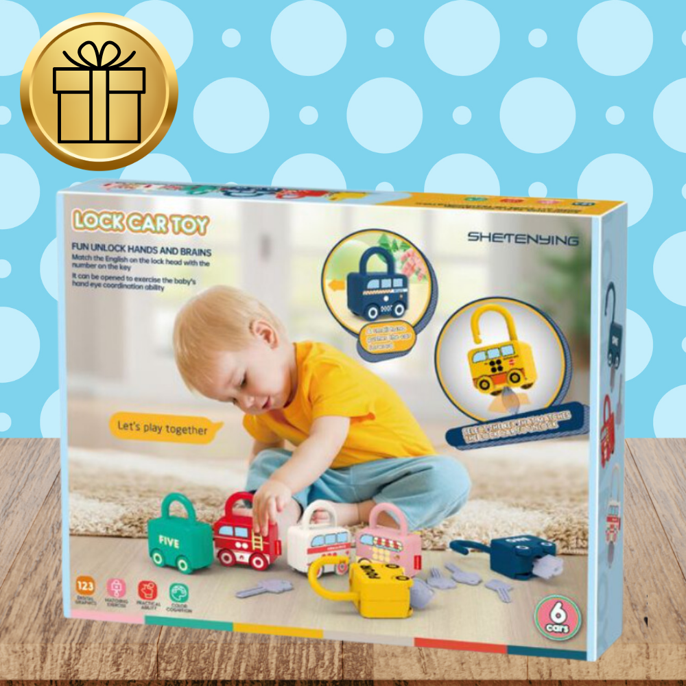Educational Car Lock and Key Puzzle Montessori Sensory Toy for Toddlers