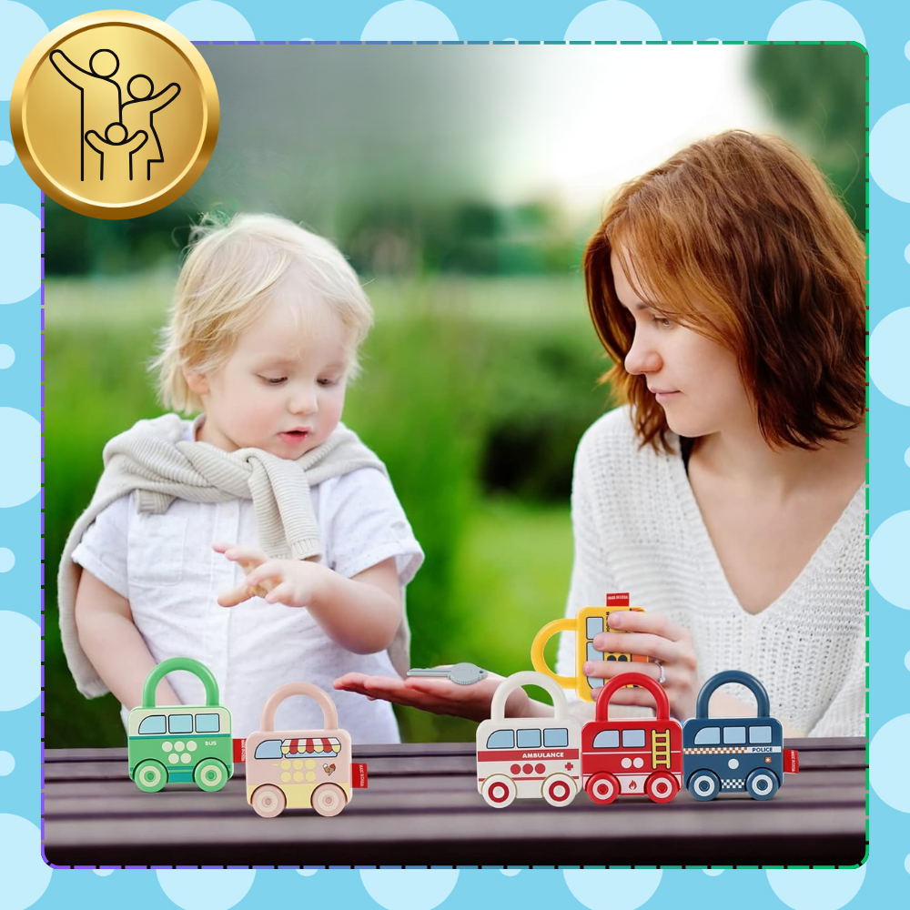 Educational Car Lock and Key Puzzle Montessori Sensory Toy for Toddlers