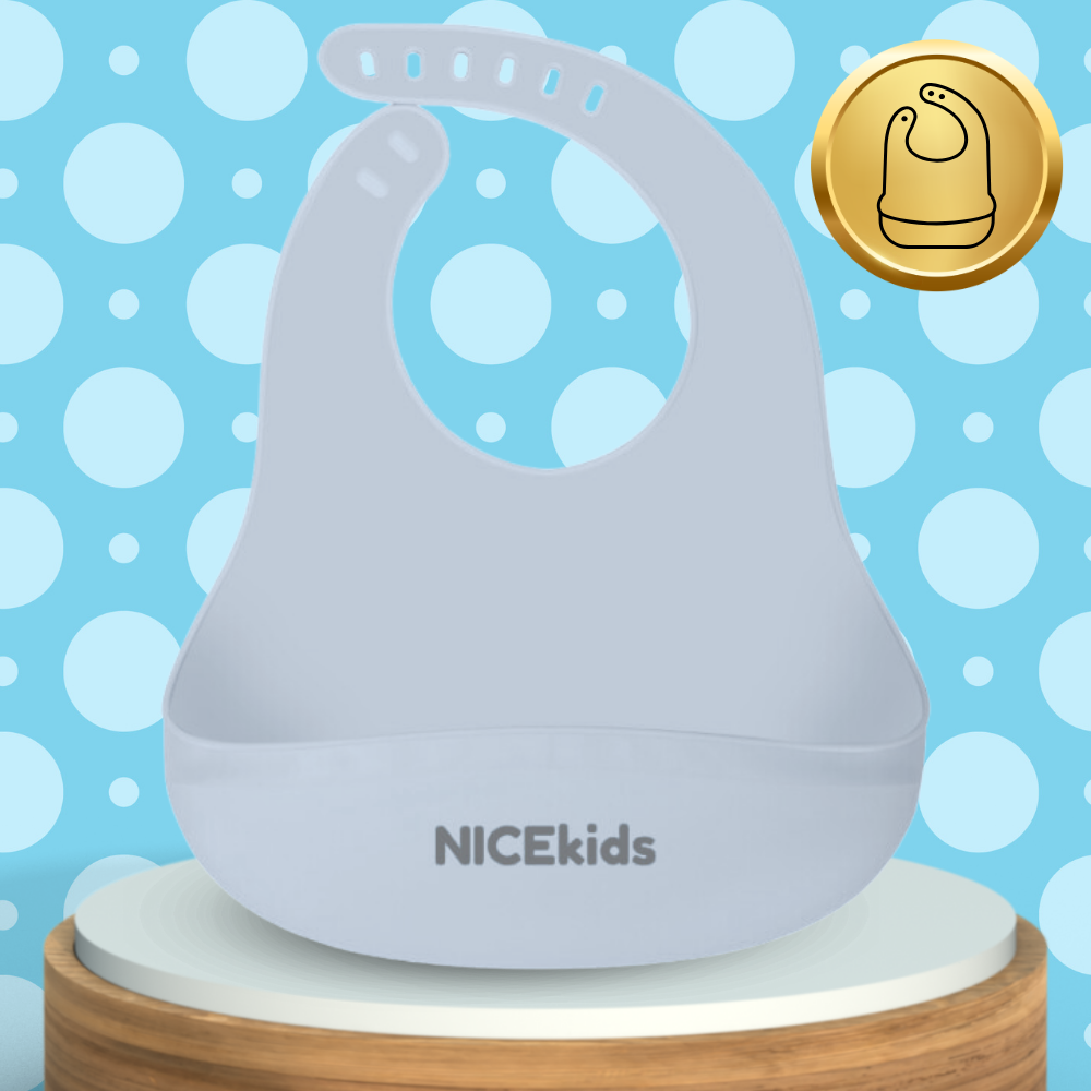 Силиконовый нагрудник Bakalu NICEkids с карманом, синий