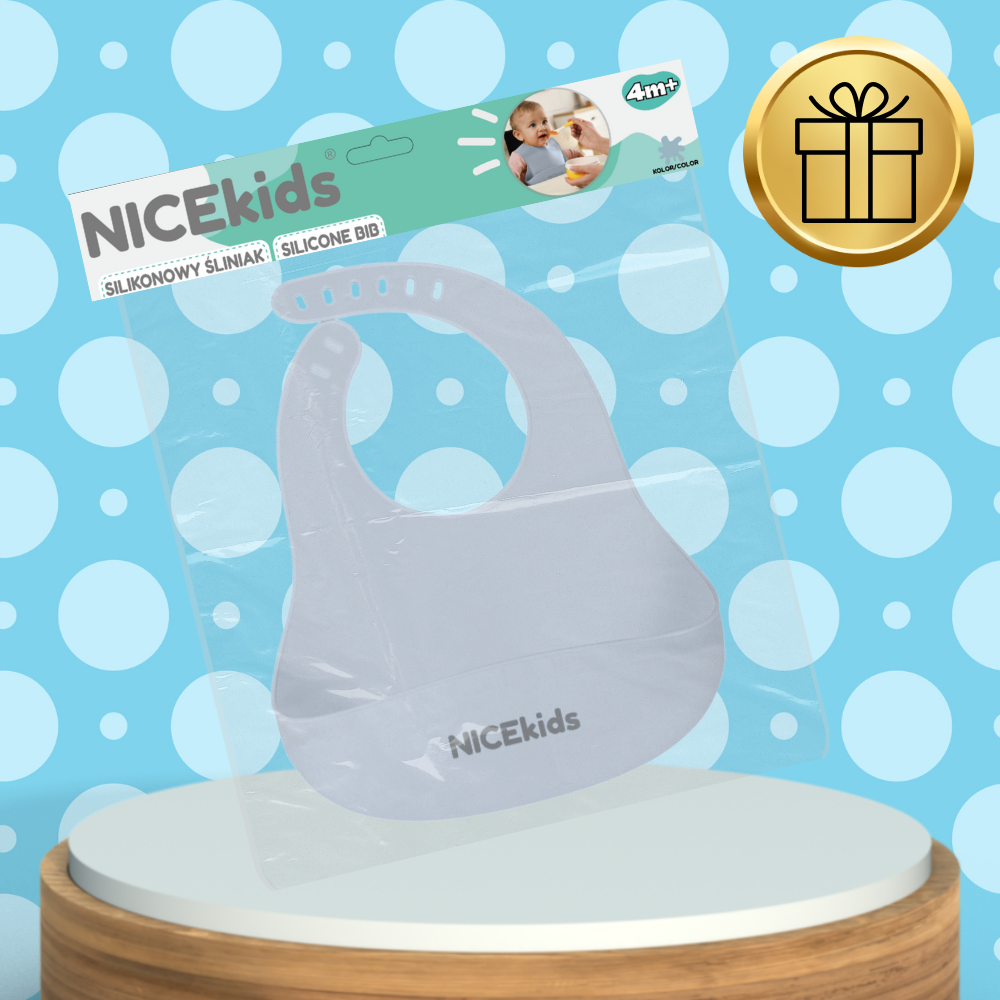 Силиконовый нагрудник Bakalu NICEkids с карманом, синий