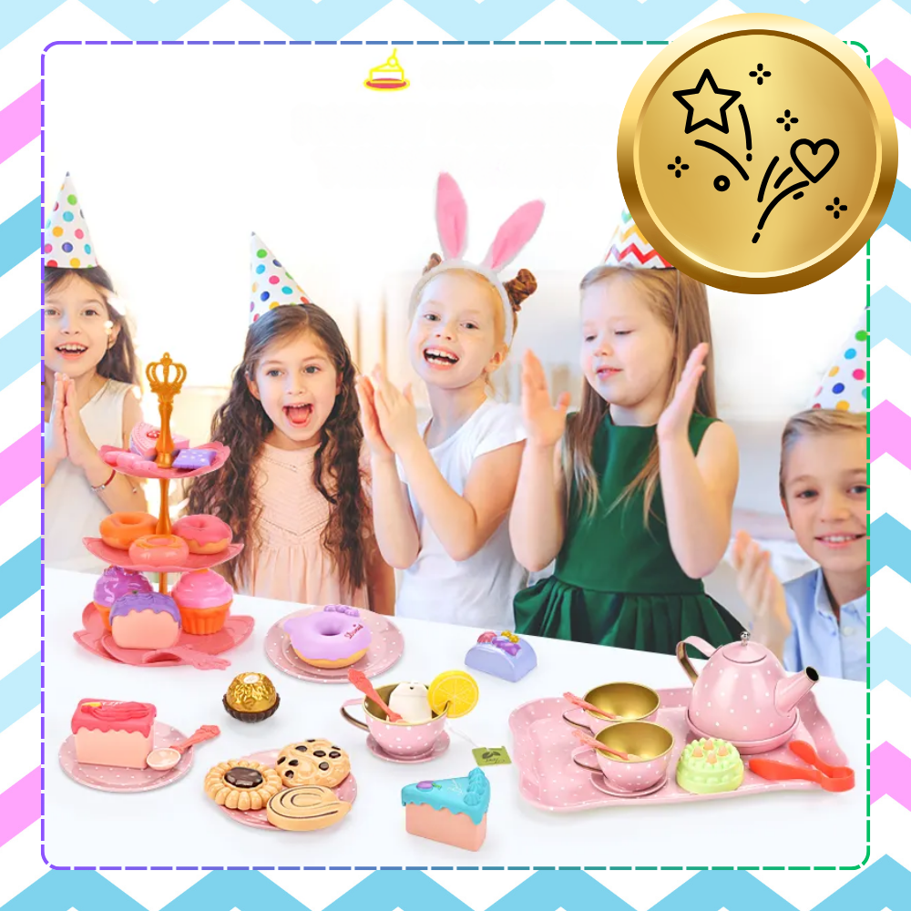 Kids Toy Tea and Coffee Set with Cakes and Storage Box