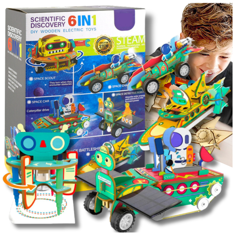 6-in-1 Wooden Space Robot Building Kit DIY Educational Toy