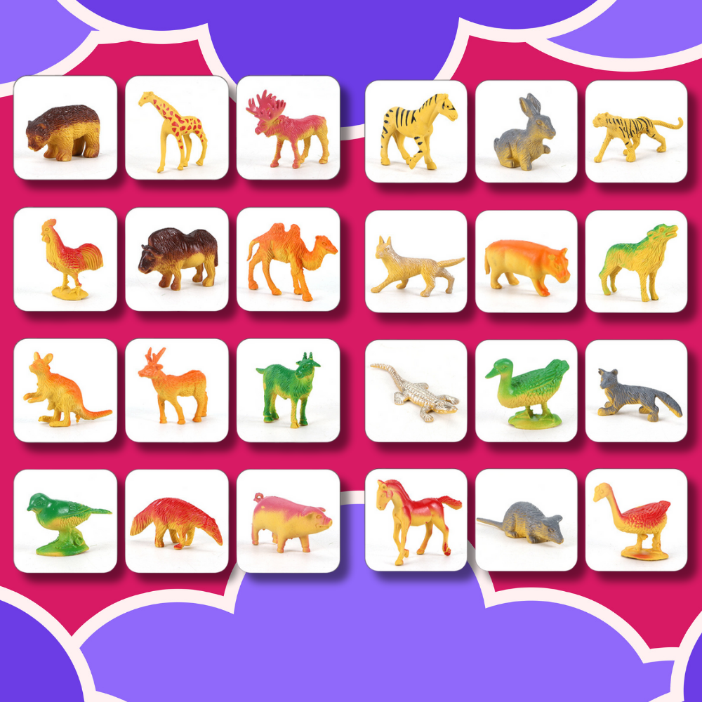 Toy Animals Figurines Zoo Wild Safari Figures Set in Trunk, 58 Pcs