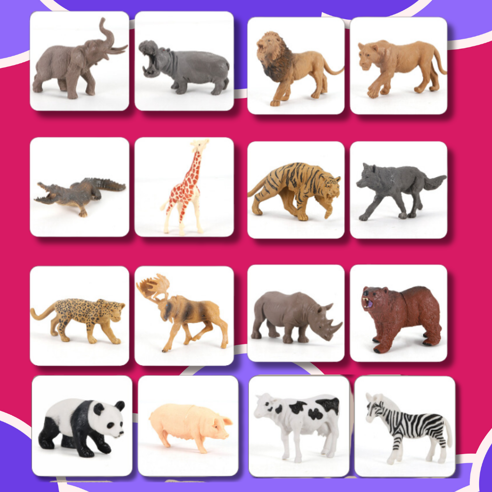 Toy Animals Figurines Zoo Wild Safari Figures Set in Trunk, 58 Pcs