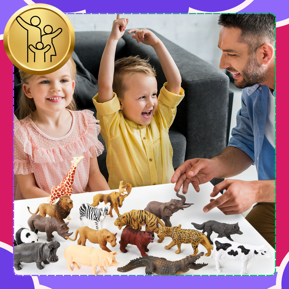 Toy Animals Figurines Zoo Wild Safari Figures Set in Trunk, 58 Pcs