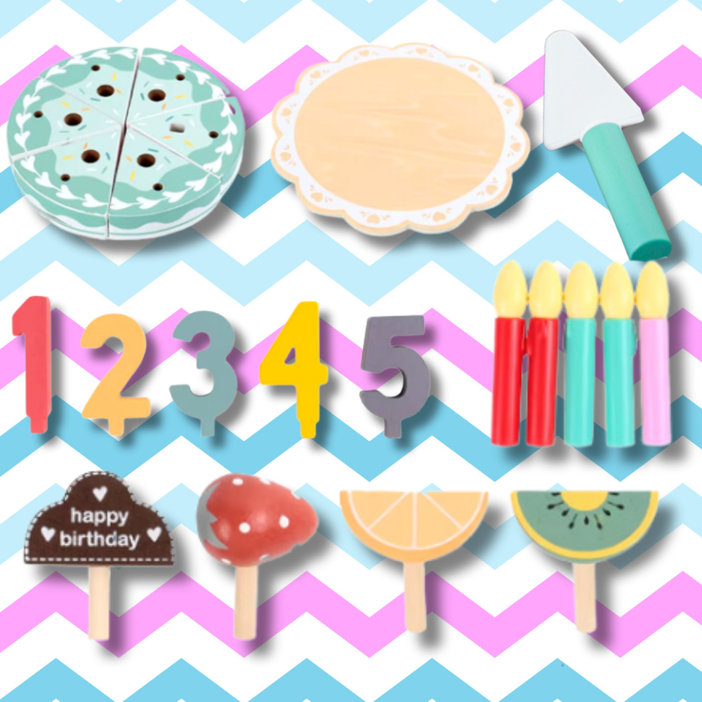 Wooden Cutting Cake Set for Kids with Accessories