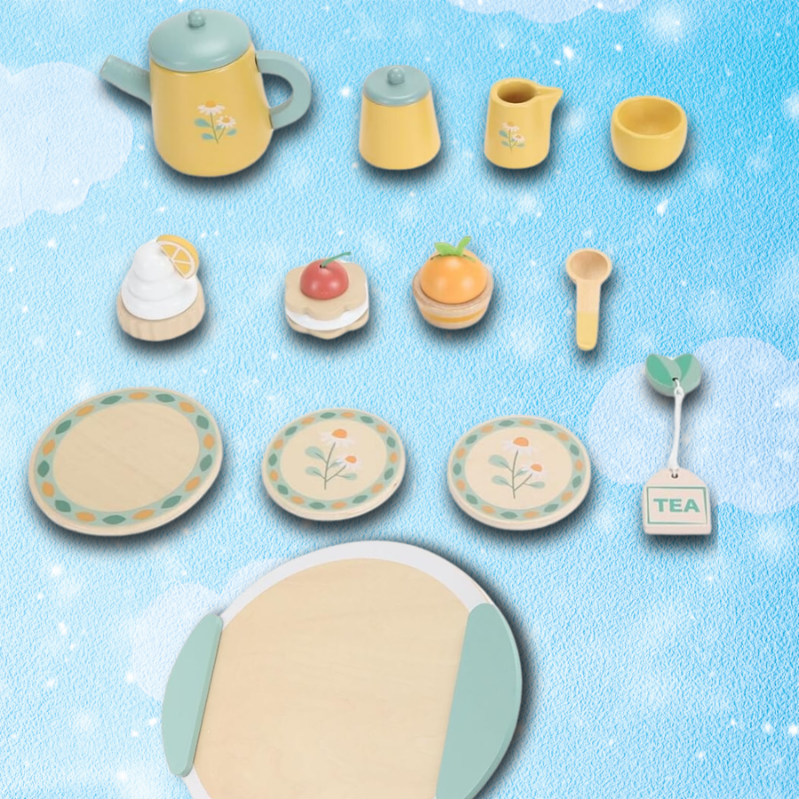 Bakalu Large Wooden Tea and Coffee Play Set for Children