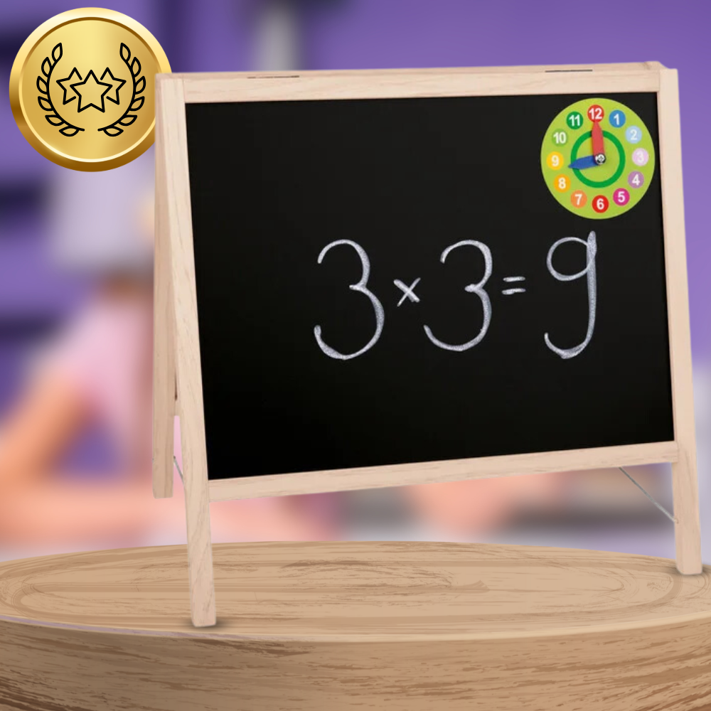 Bakalu Large Wooden Double-Sided Magnetic Chalkboard 4in1 with Accessories