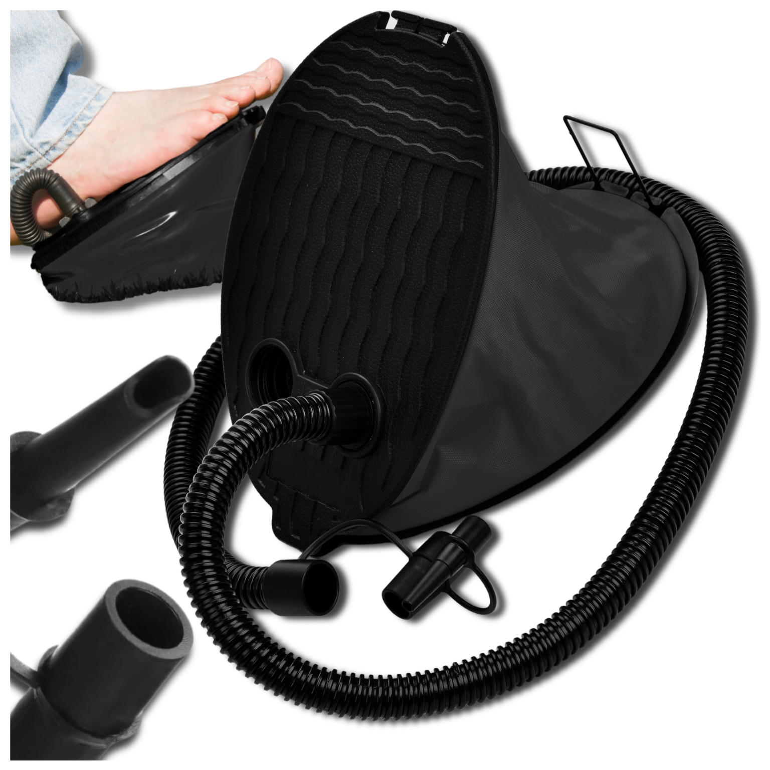 Multifunctional 3L Foot Pump for Mattresses, Inflatables, and Pools with 3 Nozzles