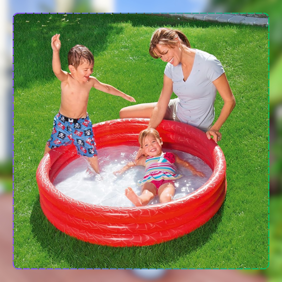 Bestway 51025 Inflatable Kids Paddling Pool, 122 x 25 cm, Red